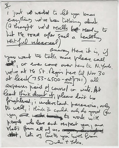 A letter drafted in 1971 by John Lennon