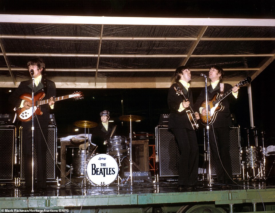 The Beatles at the Busch Stadium in St Louis, Missouri