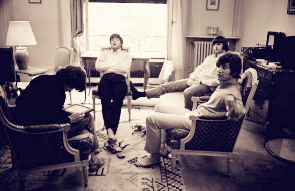 The Beatles resting in hotel