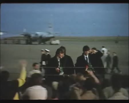 The Beatles arriving at Wellington airport in NZ